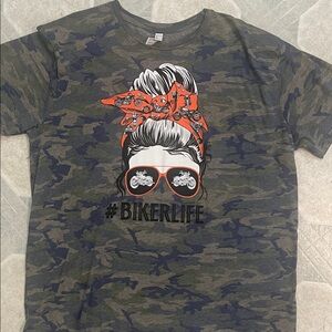 Camo Biker Life T-Shirt new never worn , washed one time